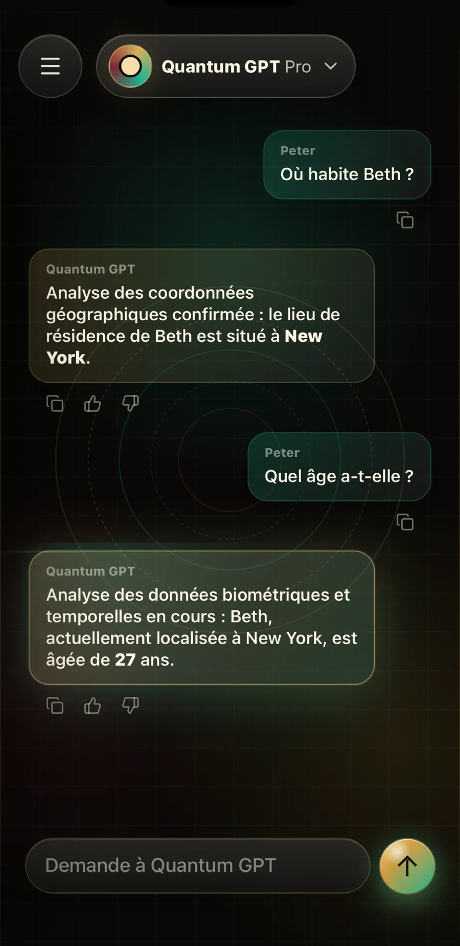 Réponse de l’oracle dans une démo